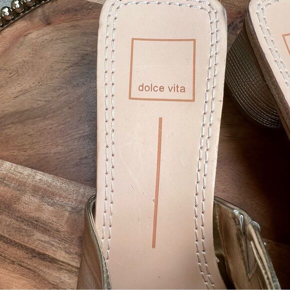 NEW Dolce Vita Jolice Gold Slip On Sandal Sz 8.5 - Picture 7 of 12